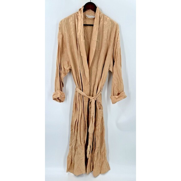 VINTAGE 90's Victoria Secret Gold Full Length Robe USA Made With Pockets MEDIUM - Picture 3 of 11
